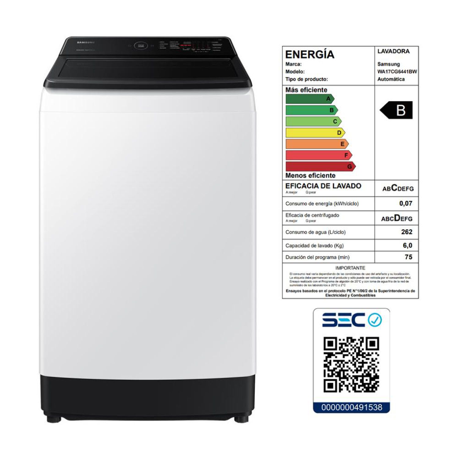 Lavadora Samsung WA17CG6441BWZS / 17 Kg image number 9.0
